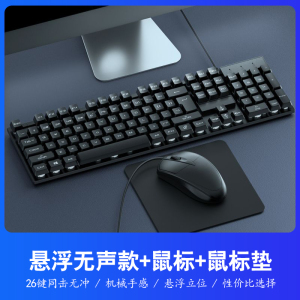 [补贴10%]键盘鼠标套装电脑台式笔记本办公打字专用USB有线机械键盘