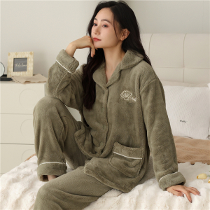 浪莎珊瑚绒睡衣女士妈妈秋冬季2025新款加绒加厚冬款保暖法兰绒家居服