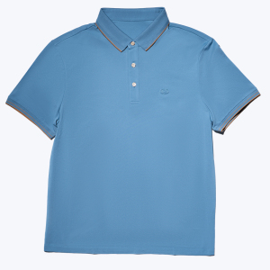 尘界夏季舒适透气新款男士浅蓝色短袖POLO衫