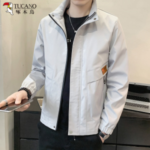 啄木鸟长袖夹克男士春季2025新款潮流宽松立领休闲男款潮牌外套