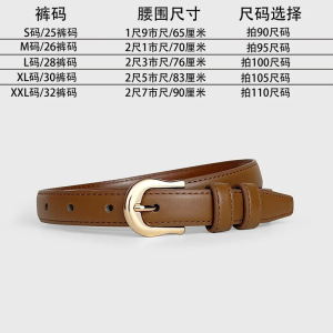 啄木鸟2025新款女士皮带百搭装饰韩版西裤牛仔裤棕色腰带细款针扣