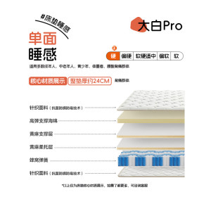 喜临门城市爱情 - 大白pro 双层舒脊黄麻蜂窝独袋弹簧床垫整垫厚约24CM 偏硬