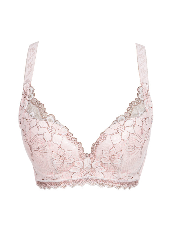 娅茜内衣秋冬性感u型侧收副乳网布蕾丝边夹棉薄聚拢文胸80266m