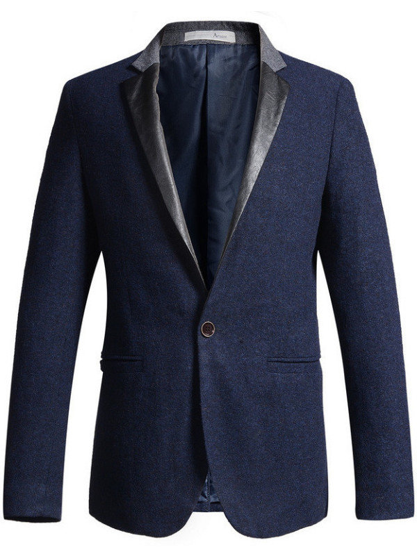 阿仕顿男士西服秋季新品羊毛拼接便西短款商务休闲正装西装外套