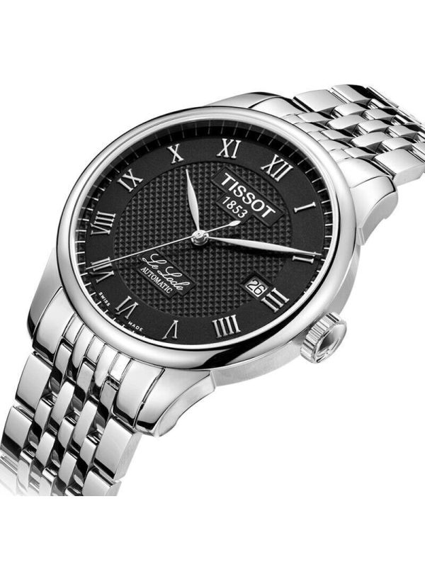天梭tissot手表男表力洛克系列全自动机械男士手表t41148353黑色