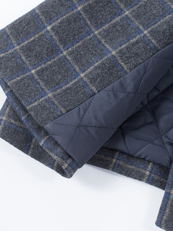 秋壳春装时尚格子翻领双排扣呢外套英伦灰