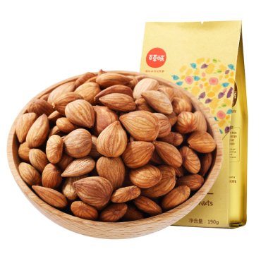 【百草味-香酥杏仁190g】休闲坚果零食特产无壳干果炒货